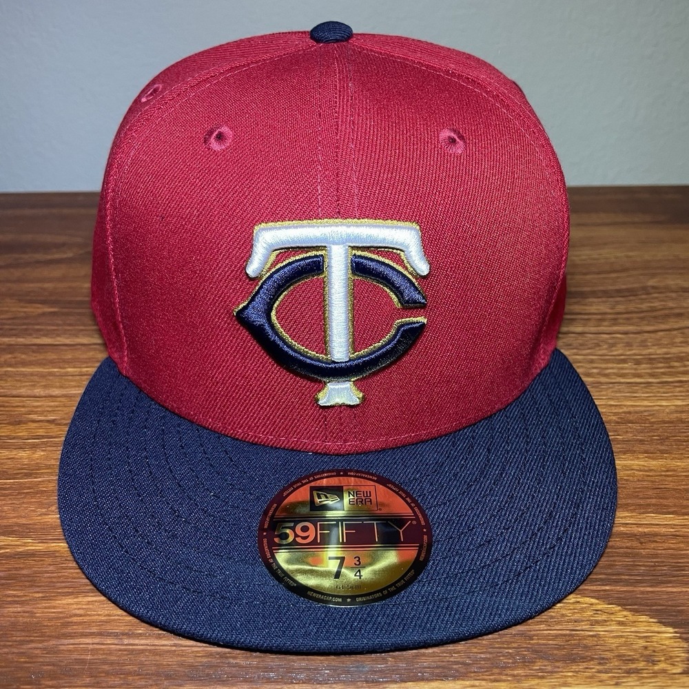 New Era Minnesota Twins Alternate Hat Size 7 3/4 59FIFTY Fitted Cap Red Navy NEW